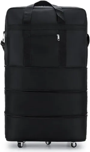 Expandable Duffle Bag, Foldable Luggage, Rolling Duffle Bag with Universal Wheels, Duffel Travel Bag Large Capacity for Women Men, Waterproof Lightweight Traveling Oxford Suitcase