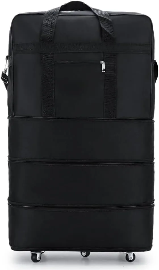 Expandable Duffle Bag, Foldable Luggage, Rolling Duffle Bag with Universal Wheels, Duffel Travel Bag Large Capacity for Women Men, Waterproof Lightweight Traveling Oxford Suitcase