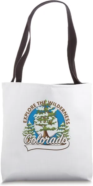 Explore the Wilderness, Colorado travel logo Tote Bag