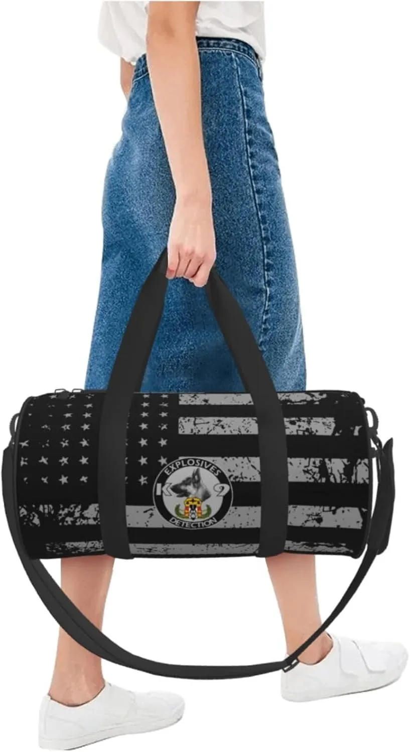 Explosives Detection K9 Travel Luggage Duffel Bag Sports Rolling Foldable Duffel Bag, Black