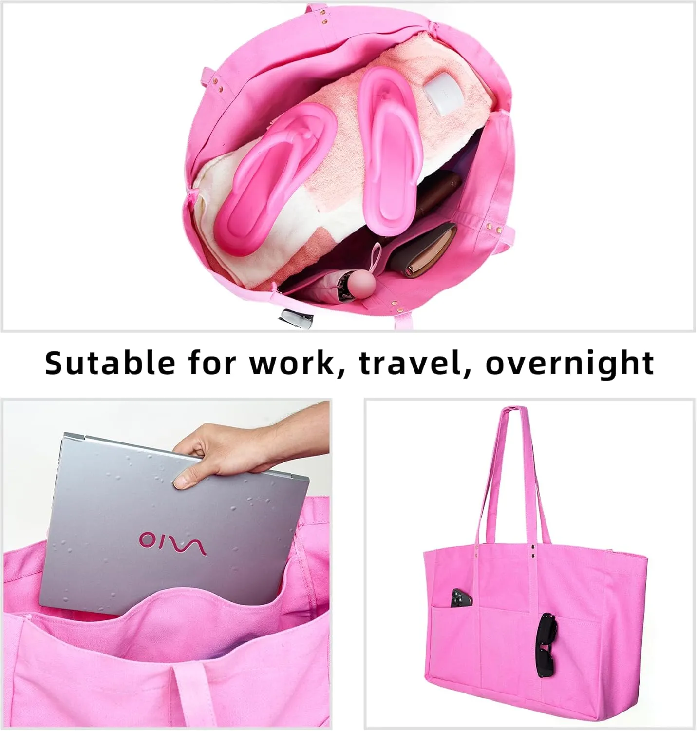 Extra Large Canvas Tote Bag Large Utility Tote Bag Reusable Grocery Bags Heavy Duty for Nursing Travel Shopping