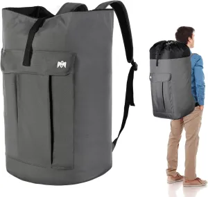 Extra Large Laundry Bag Backpack, Heavy Duty 115L Portable Laundry Bag with Straps and Belt, Waterproof Storage for College Dorm, Apartment, Travel, and Laundromat (Grey)