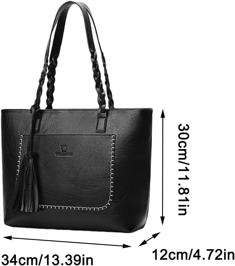 FAIME Classic Tote Bag for Women, Vegan Leather Purse Top-handle Shoulder Handbag
