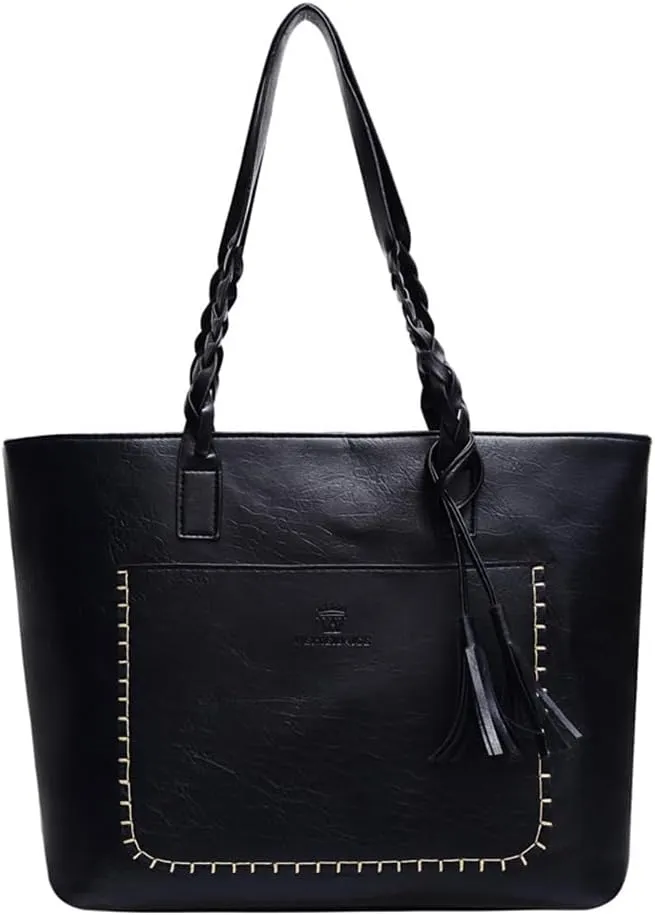 FAIME Classic Tote Bag for Women, Vegan Leather Purse Top-handle Shoulder Handbag