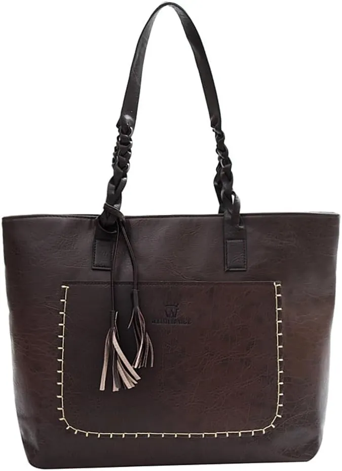 FAIME Classic Tote Bag for Women, Vegan Leather Purse Top-handle Shoulder Handbag