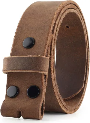 F&L CLASSIC Belt for buckle men Snap on Strap Full Grain One Piece Leather no buckle,1 1/2" Wide, Made in USA