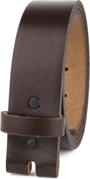 F&L CLASSIC Belt for buckle men Snap on Strap Full Grain One Piece Leather no buckle,1 1/2" Wide, Made in USA