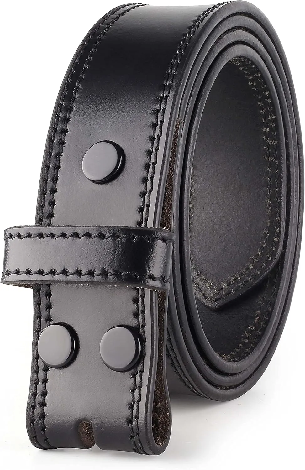 F&L CLASSIC Belt for buckle men Snap on Strap Full Grain One Piece Leather no buckle,1 1/2" Wide, Made in USA