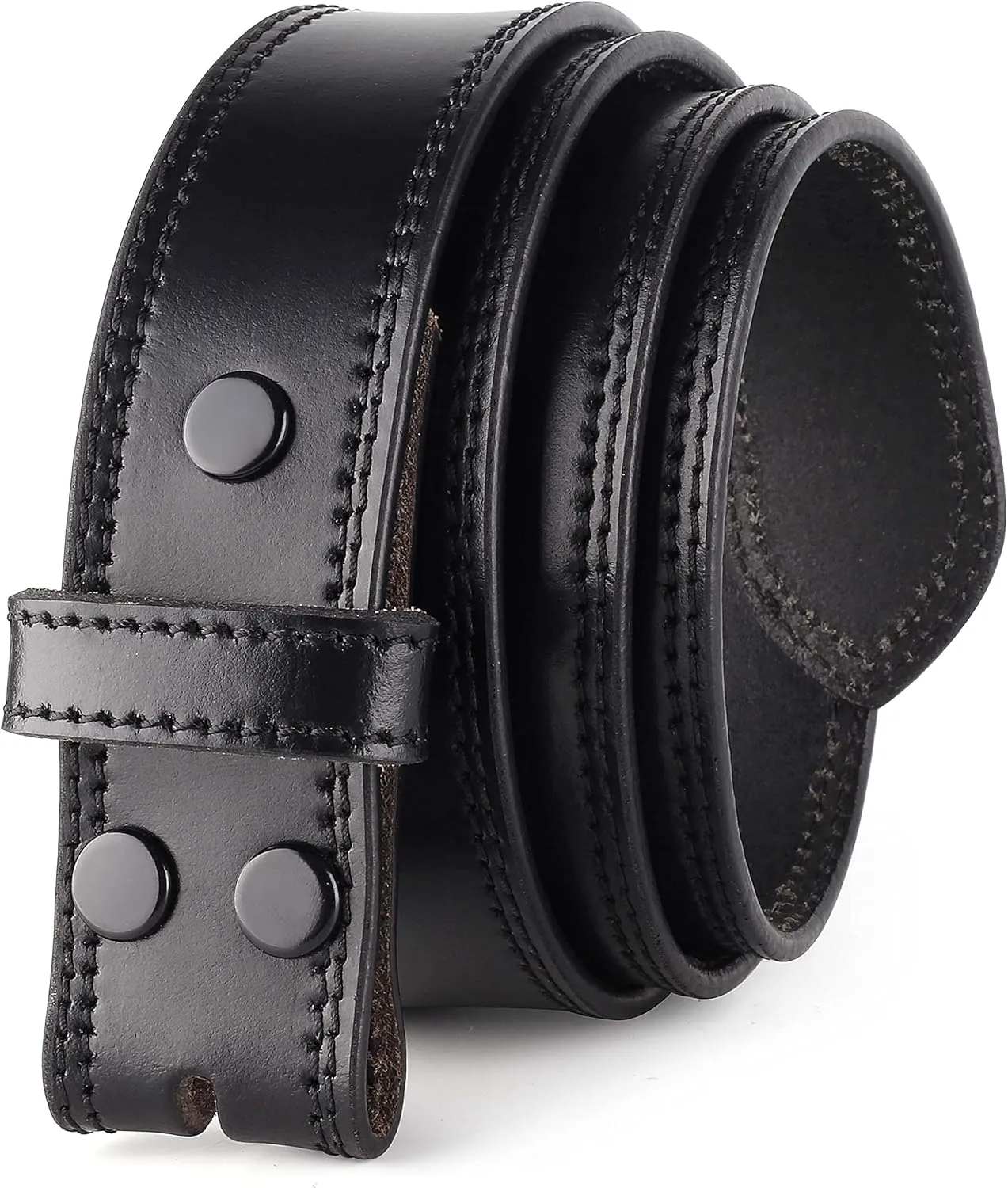 F&L CLASSIC Belt for buckle men Snap on Strap Full Grain One Piece Leather no buckle,1 1/2" Wide, Made in USA