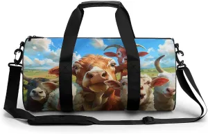 Farmhouse Animals Selfie Picture Large Gym Bag Novelty Lightweight Duffel Bag Travel Tote Bags