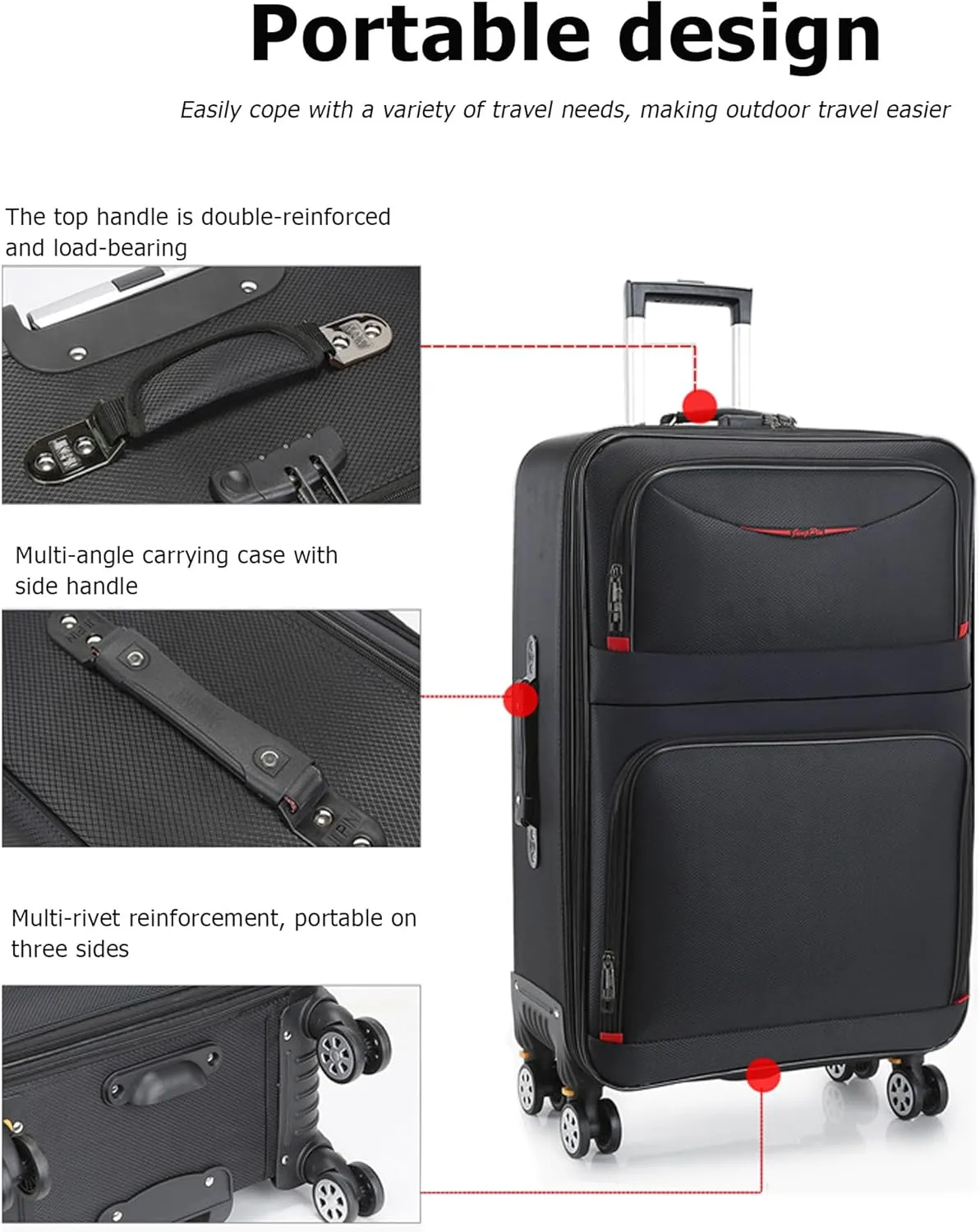 feilario 20in 2 Piece Softside Business Luggage Sets Waterproof Carry On Luggage Suitcase with Double Spinner Wheels