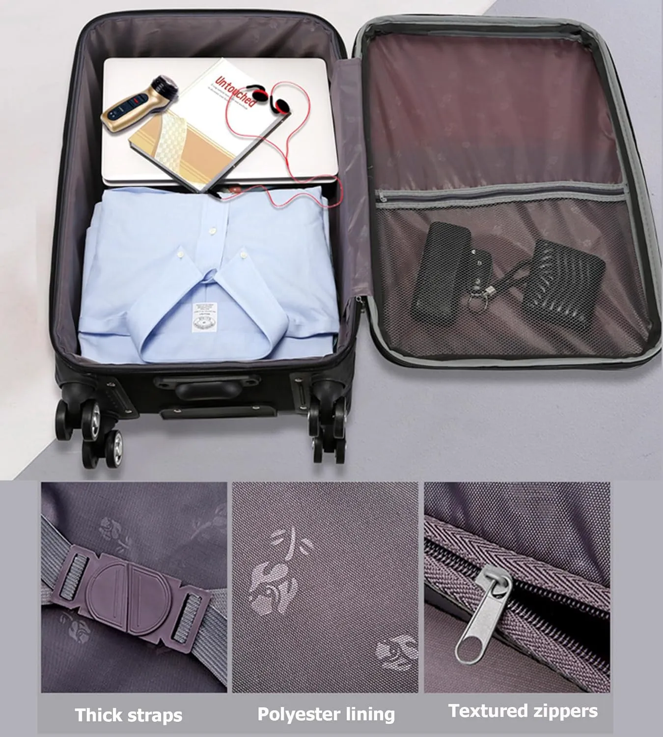 feilario 20in 2 Piece Softside Business Luggage Sets Waterproof Carry On Luggage Suitcase with Double Spinner Wheels