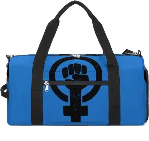 Feminist Raised Fist Travel Duffel Bag Sport Gym Tote Bag Lightweight with Shoes Compartment for Men Women