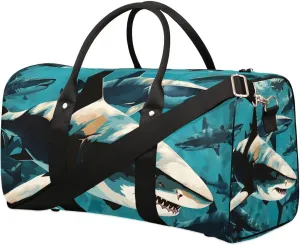 Fiercely Shark Foldable Lightweight Duffle Bag for Travel - Waterproof Carry On Bags for Airplanes, Travel Duffel Bags for Gym, Weekend
