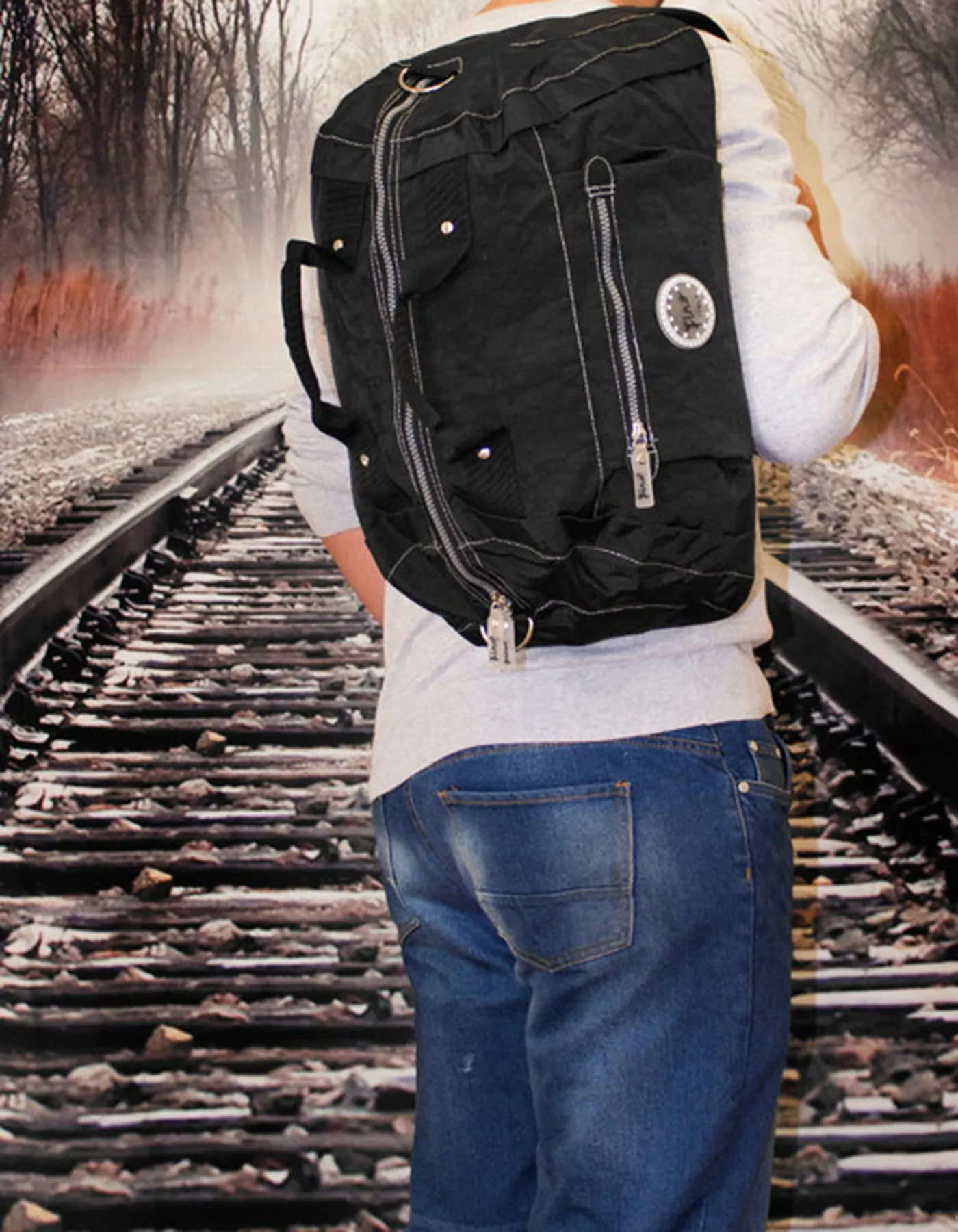Fino SK-7718 Unisex Waterproof Ultra-Light crinkle Nylon Duffel Bag/Backpack