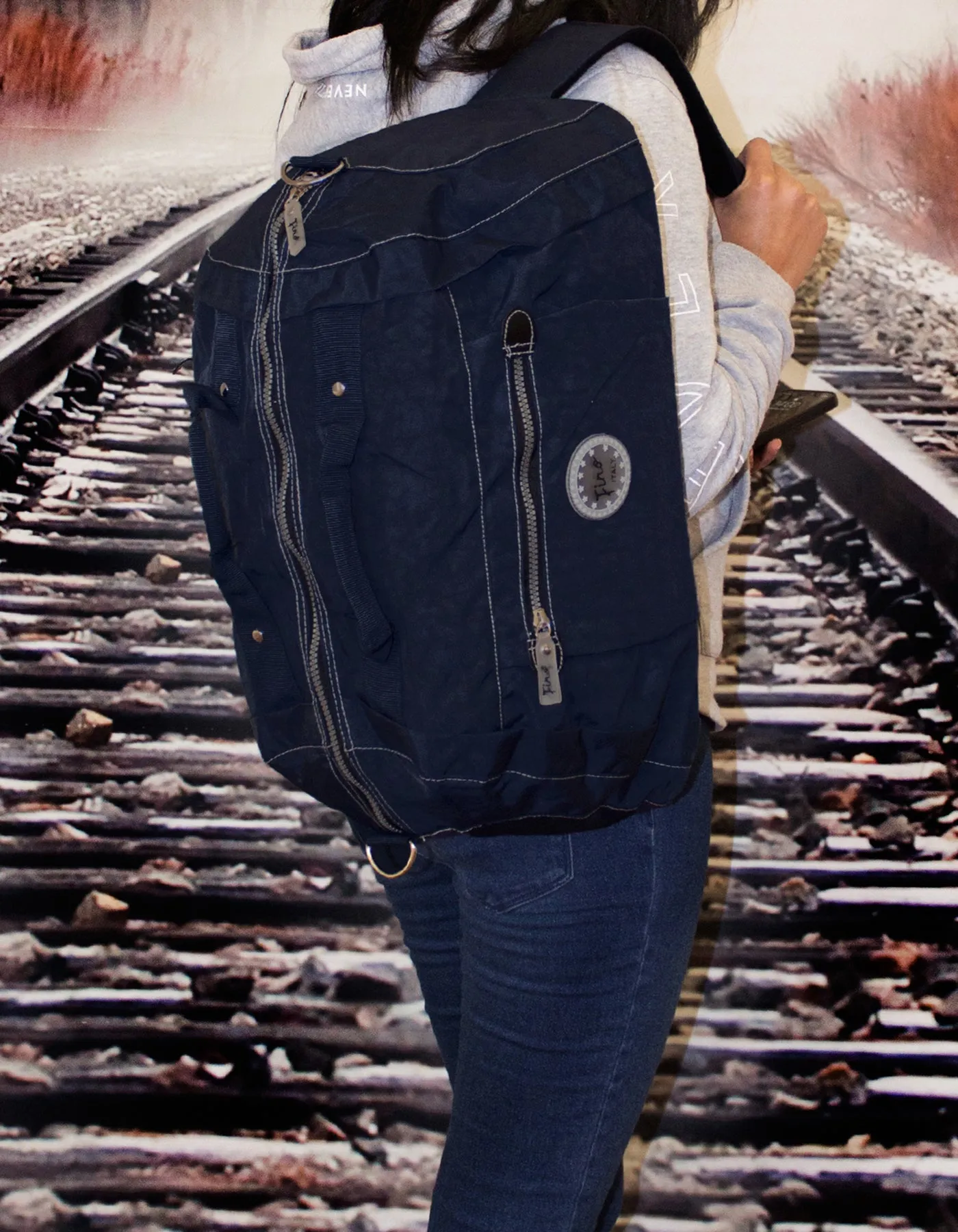 Fino SK-7718 Unisex Waterproof Ultra-Light crinkle Nylon Duffel Bag/Backpack
