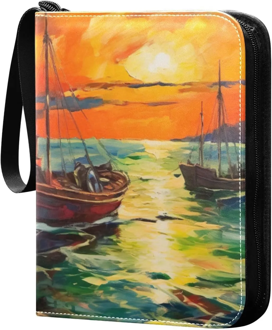Fishing Painting Card Binder, 400 Pockets Card Holder with 50 Sleeves, Sturdy Card Holder Folders for Game Cards & Sports Cards