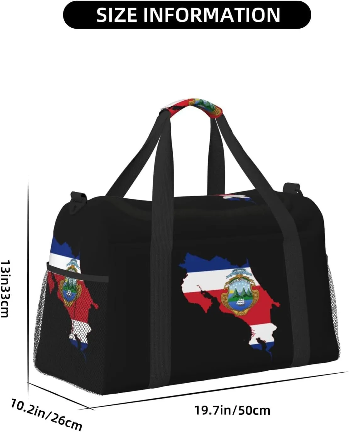 Flag Map Of Costa Rica Travel Duffel Bag Large Foldable Waterproof Overnight Bag For Beach Swim Bags Pool Sports Gym