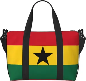 Flag of Ghana Hand-held messenger travel bag, suitable for work, travel, fitness, tourism, women's casual handbag with zipper,