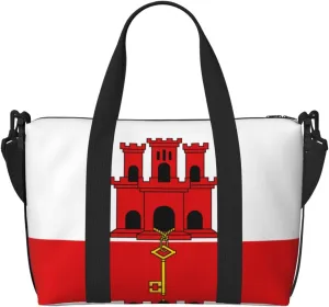 Flag of Gibraltar Hand-held messenger travel bag, suitable for work, travel, fitness, tourism, women's casual handbag with zipper,