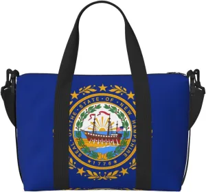Flag of New Hampshire Hand-held messenger travel bag, suitable for work, travel, fitness, tourism, women's casual handbag with zipper,