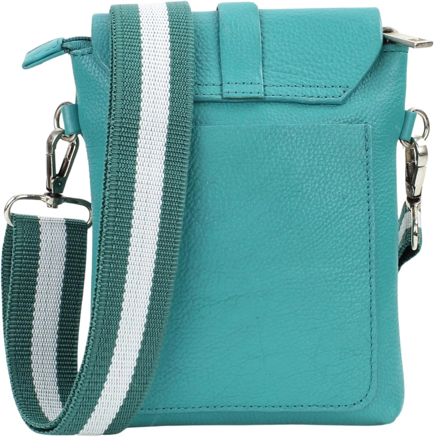 Flap Over Crossbody Bag with Adjustable Guitar Strap – Stylish Snap Closure Purse for Women – Genuine Leather