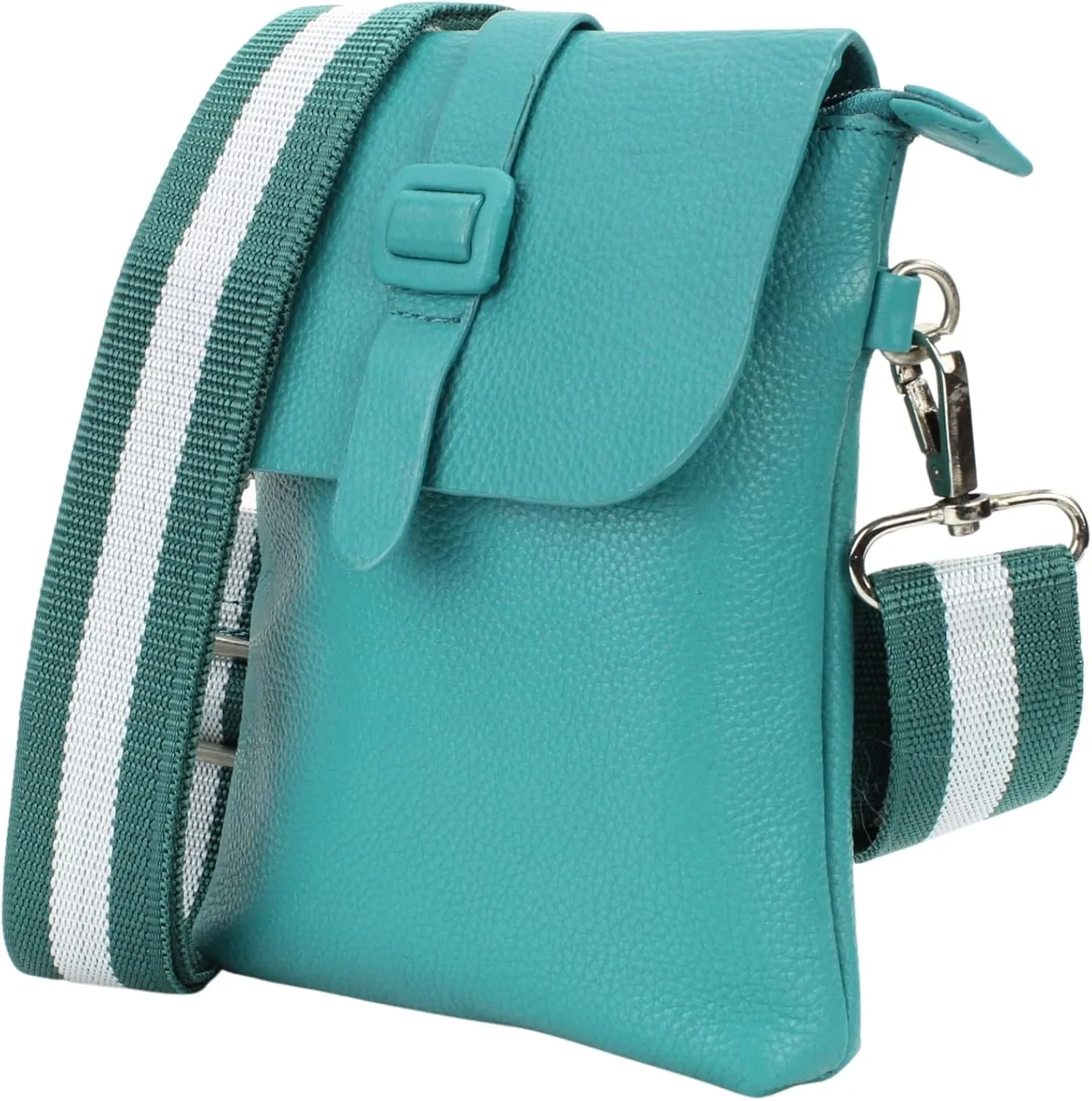 Flap Over Crossbody Bag with Adjustable Guitar Strap – Stylish Snap Closure Purse for Women – Genuine Leather