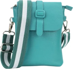 Flap Over Crossbody Bag with Adjustable Guitar Strap – Stylish Snap Closure Purse for Women – Genuine Leather