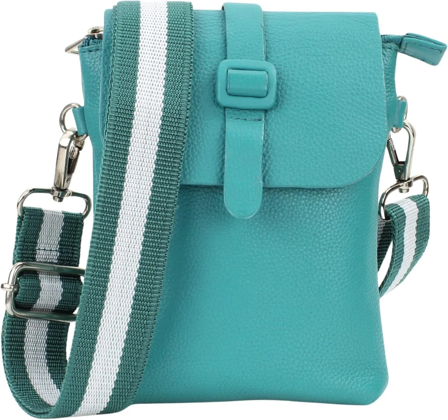 Flap Over Crossbody Bag with Adjustable Guitar Strap – Stylish Snap Closure Purse for Women – Genuine Leather