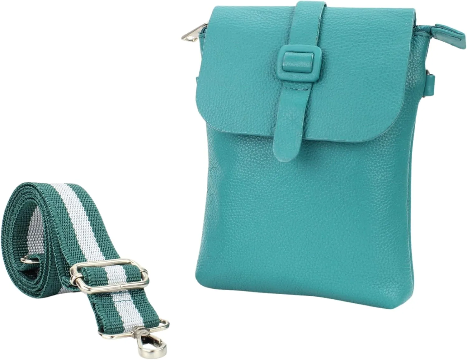 Flap Over Crossbody Bag with Adjustable Guitar Strap – Stylish Snap Closure Purse for Women – Genuine Leather