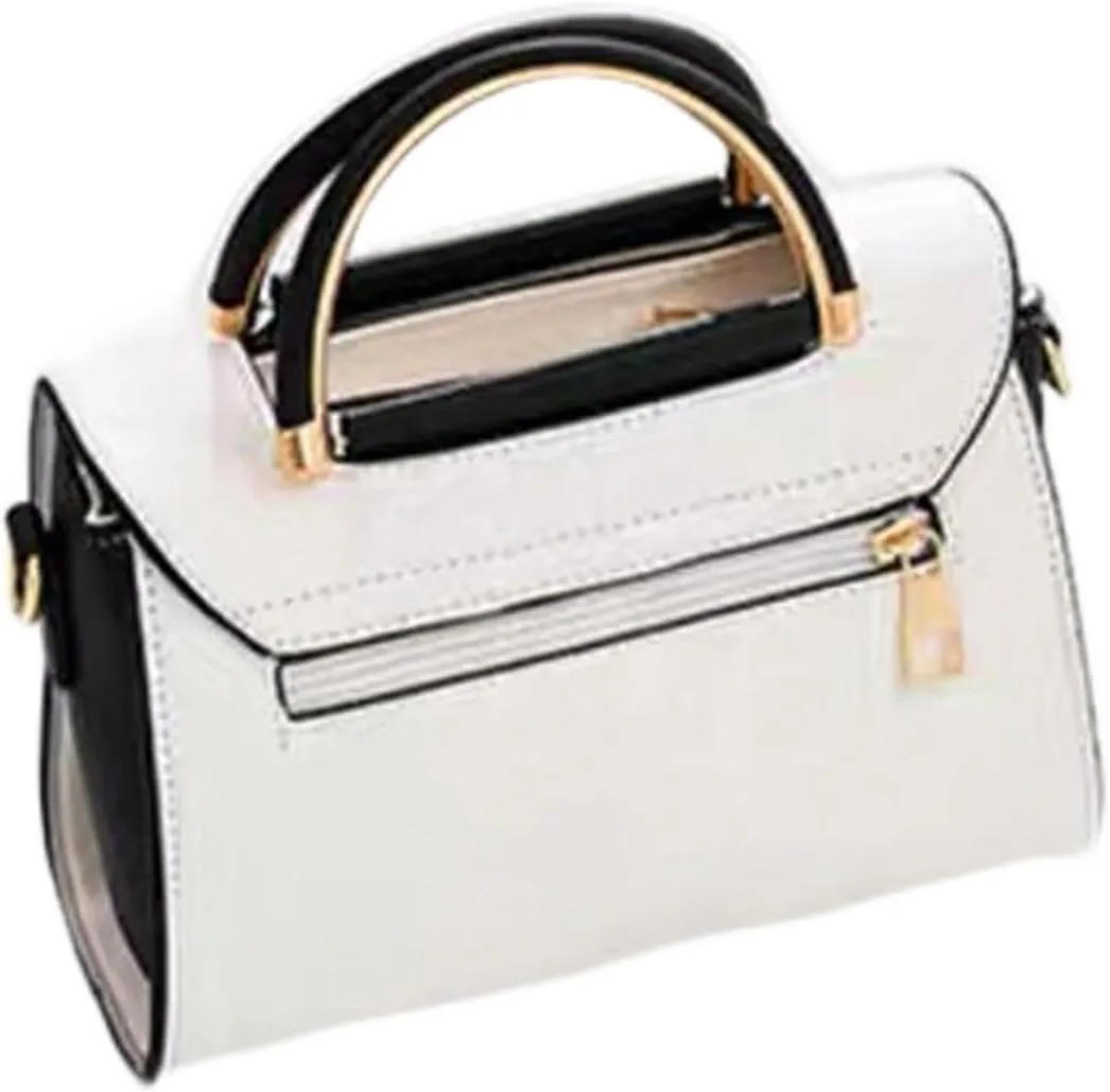 Floerns Women's Square Handbag Double Top Handle Colorblock Flap Shoulder Bag