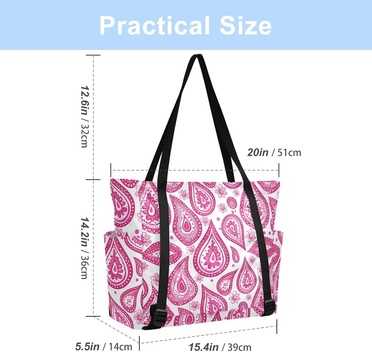 Floral Paisley Yoga Bag for Mat Carrier with Large Pockets Women Men Adjustable Gym Tote Fits Most Size Yoga Mats Bag for Pilates Travel Office Exercise Workout