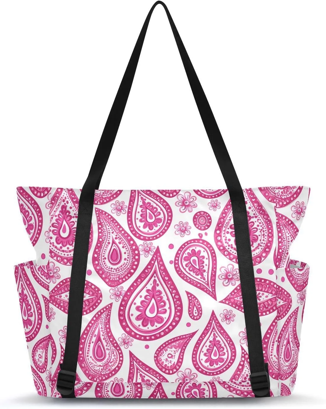 Floral Paisley Yoga Bag for Mat Carrier with Large Pockets Women Men Adjustable Gym Tote Fits Most Size Yoga Mats Bag for Pilates Travel Office Exercise Workout
