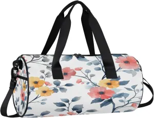 Flower Twig Travel Gym Bag Waterproof Sport Dance Bag for Women Men Portable Gymnastics Duffel Bags Canvas Tote Carry on Handbag for Workout Overnight Weekender