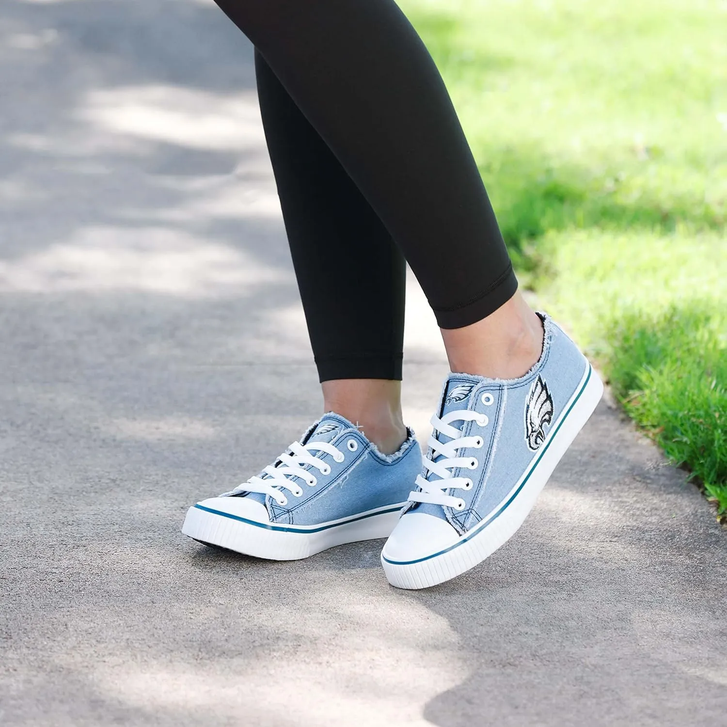 FOCO Women's NFL Denim Team Logo Ladies Fashion Low Top Canvas Sneakers Shoes
