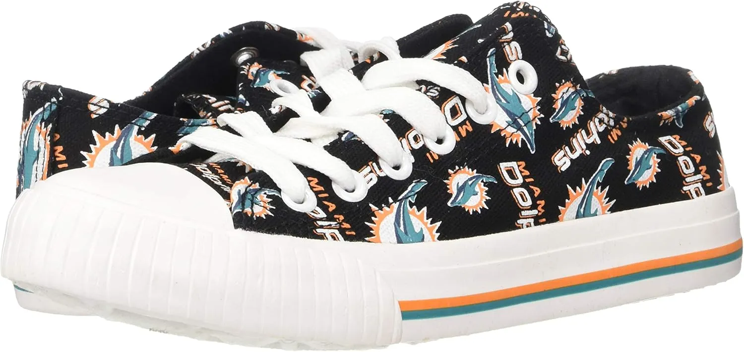 FOCO Women's NFL Team Logo Ladies Fashion Repeat Print Low Top Canvas Sneakers Shoes