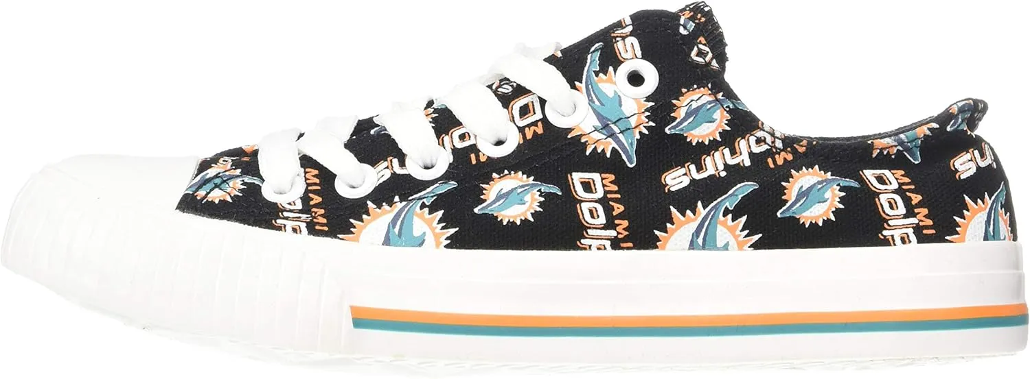 FOCO Women's NFL Team Logo Ladies Fashion Repeat Print Low Top Canvas Sneakers Shoes