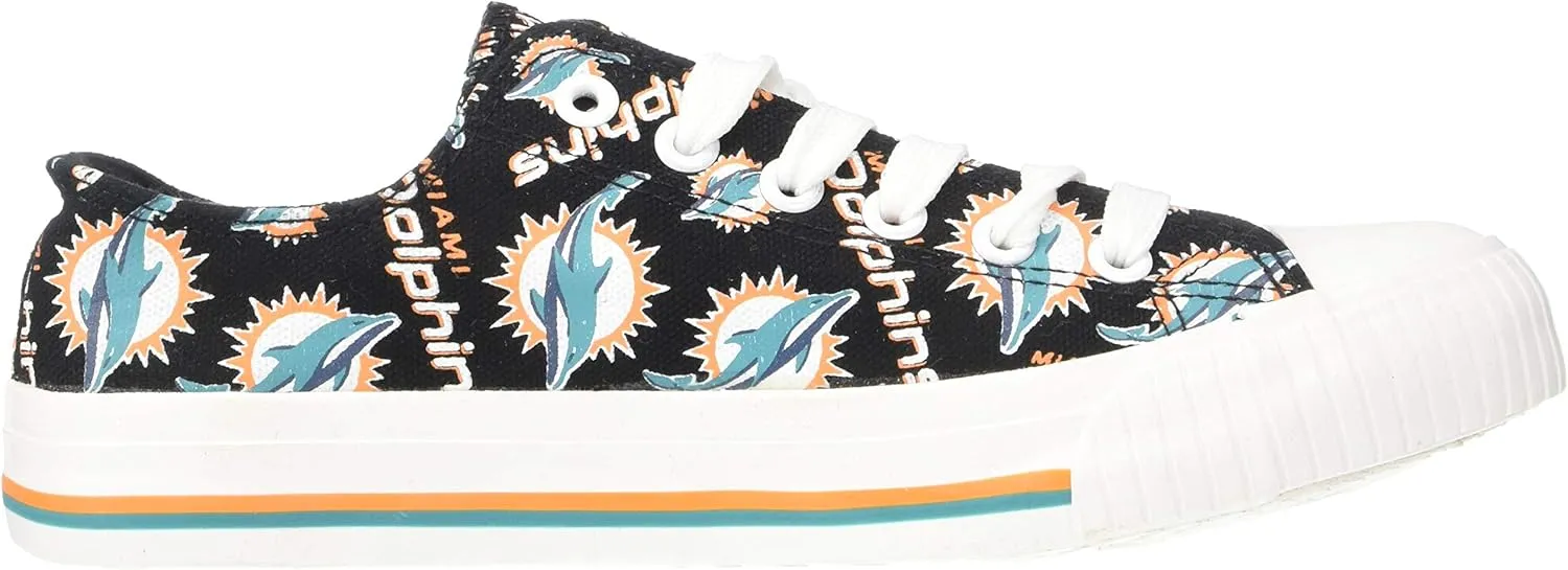 FOCO Women's NFL Team Logo Ladies Fashion Repeat Print Low Top Canvas Sneakers Shoes