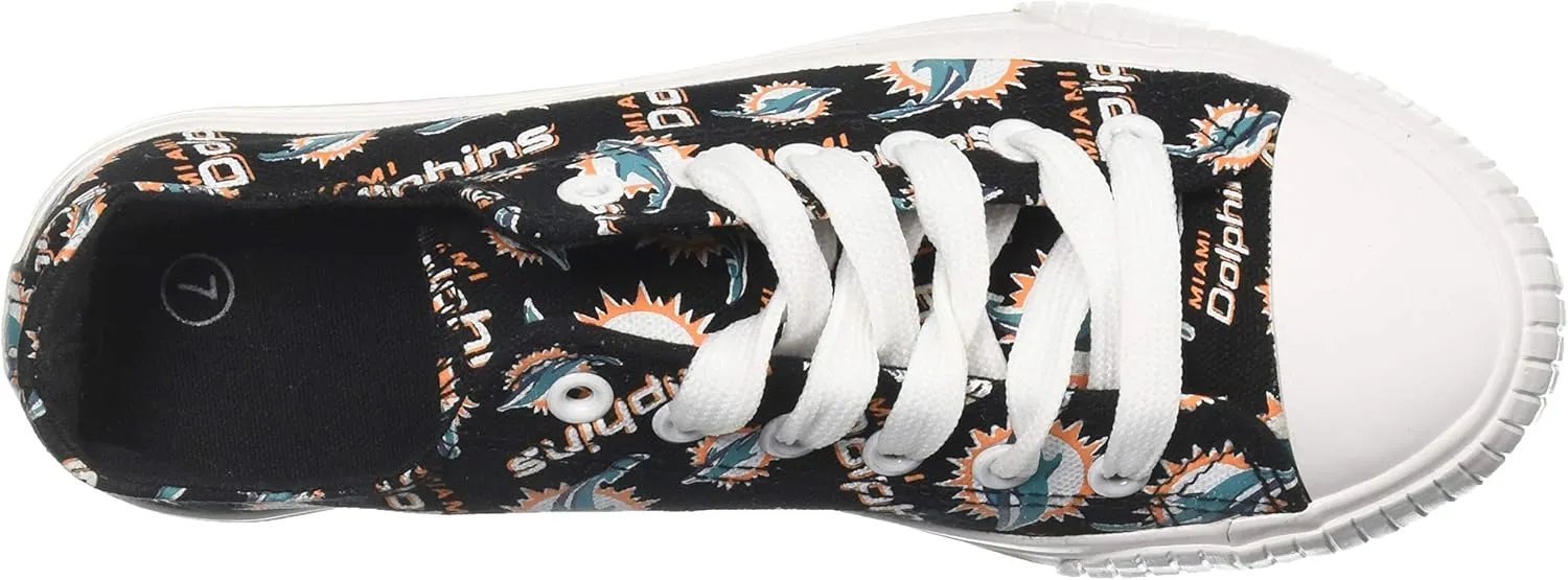FOCO Women's NFL Team Logo Ladies Fashion Repeat Print Low Top Canvas Sneakers Shoes