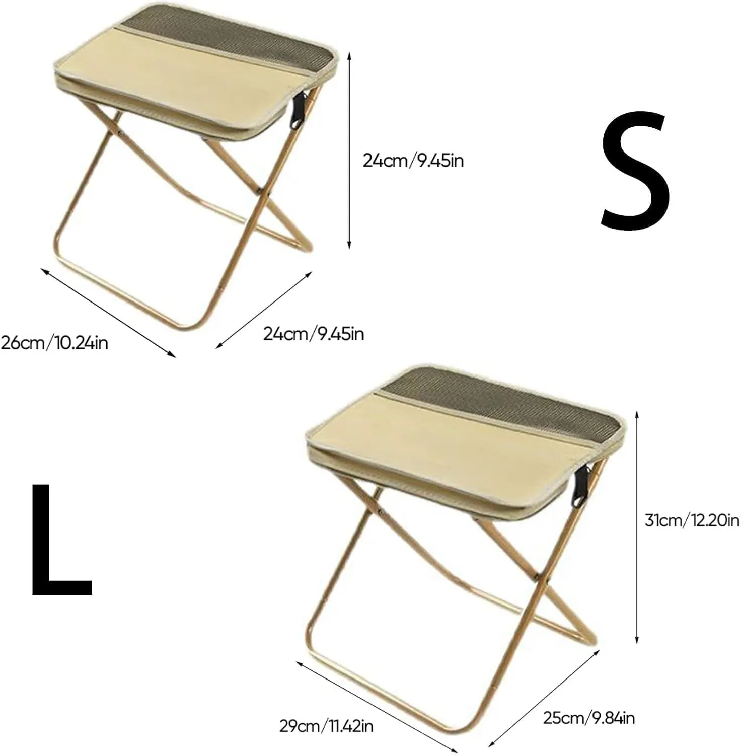 Foldable Backpack Stool, Portable Ultra Lightweight Camping Stool with Adjustable Shoulder Strap, Outdoor Foldable Camping Stool, Suitable for Fishing, Hiking, Barbecue (Green Black,Large)
