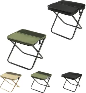 Foldable Backpack Stool, Portable Ultra Lightweight Camping Stool with Adjustable Shoulder Strap, Outdoor Foldable Camping Stool, Suitable for Fishing, Hiking, Barbecue (Green Black,Large)