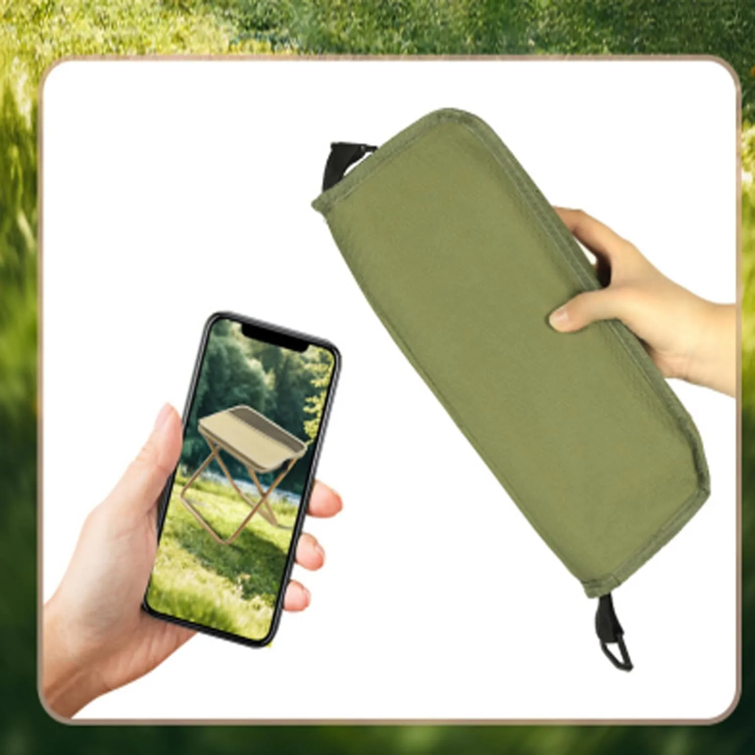 Foldable Backpack Stool, Portable Ultra Lightweight Camping Stool with Adjustable Shoulder Strap, Outdoor Foldable Camping Stool, Suitable for Fishing, Hiking, Barbecue (Green Black,Large)