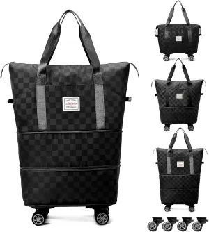 Foldable Travel Duffel Bag, Expandable Duffle Bag with Wheels, Lightweight Luggage Bags for Travel Carry on, Women Large Expandable Foldable Travel Bags Organizer for Luggage
