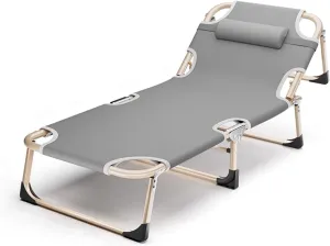 Folding Camping Cot Bed for Adults 4-Position Backrest Adjustment, Portable Folding Bed 75cm Bed Width, max Loading 551lbs