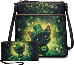FOR U DESIGNS Purse and Wallet Set for Women Travel Leather Hobo Crossbody Bags St. Patrick's Day Satchel Bags