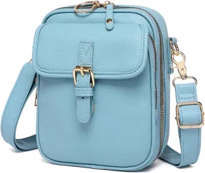 Forcipower Crossbody Bag for Women Vintage Leather Anti Theft Shoulder Messenger Bag with Card Slots Adjustable Strap