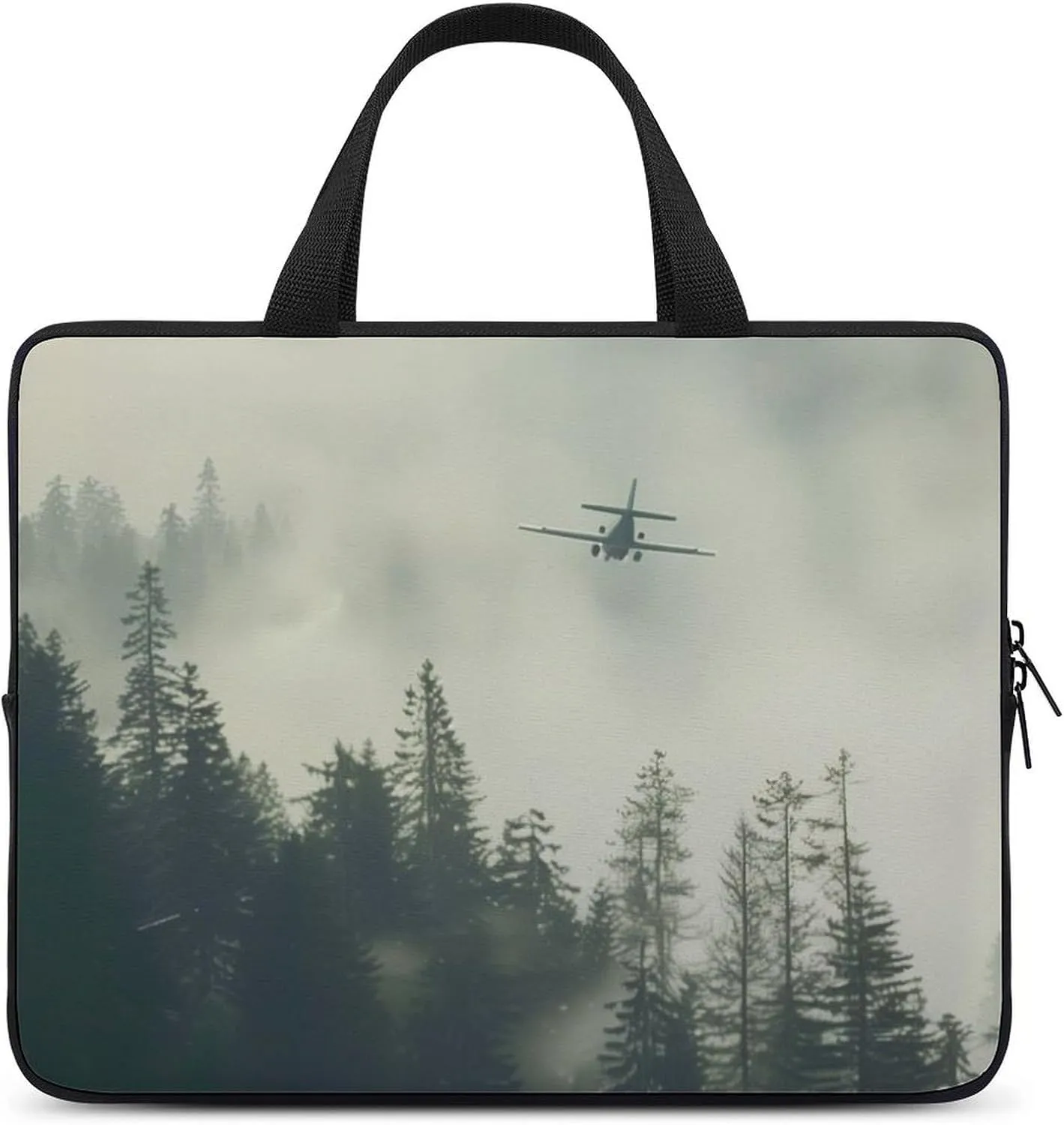 Forest Airplane Fog Laptop Bag Laptop Case Computer Messenger Bag with Adjustable Shoulder Strap