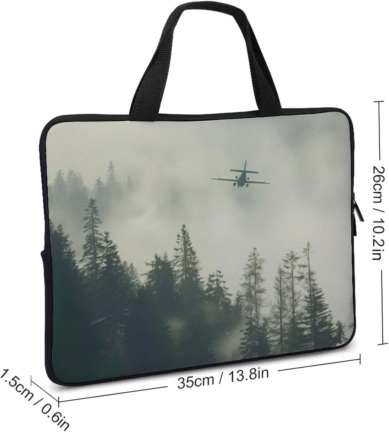 Forest Airplane Fog Laptop Bag Laptop Case Computer Messenger Bag with Adjustable Shoulder Strap