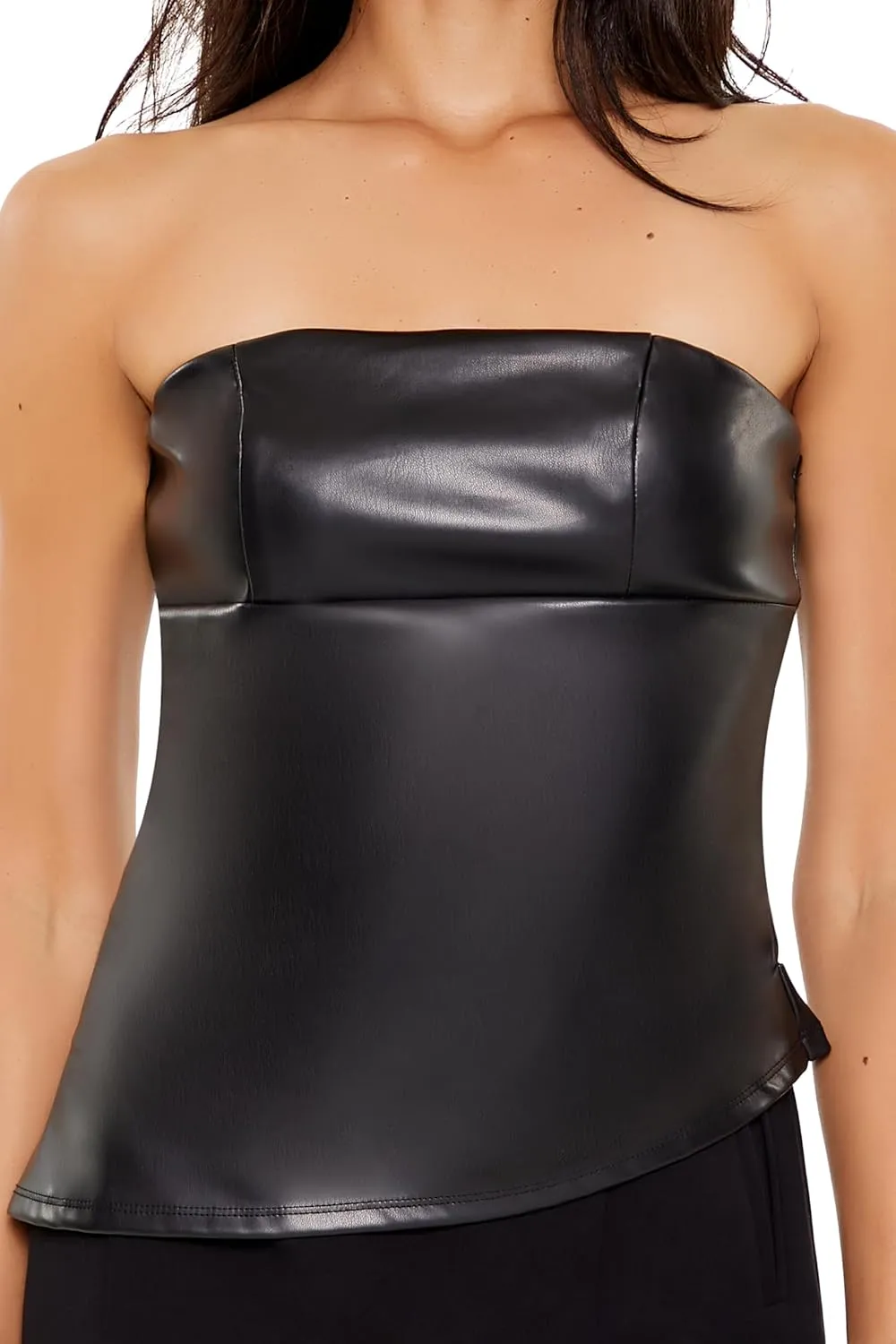 Forever 21 Women's Faux Leather Asymmetrical Tube Top