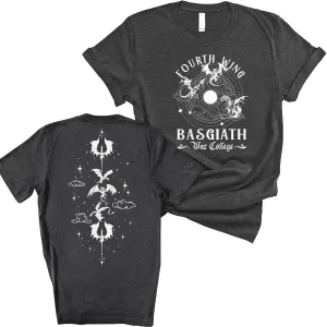 Fourth Wing Shirt - Vintage Basgiath War College 2 Sided Shirt, Dragon Rider Fourth Wing Bookish Shirt